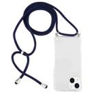 For iPhone 15 Plus Four-Corner Shockproof Transparent TPU Case with Lanyard(Dark Blue) - 1