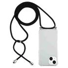 For iPhone 15 Plus Four-Corner Shockproof Transparent TPU Case with Lanyard(Black) - 1