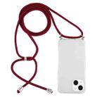 For iPhone 15 Plus Four-Corner Shockproof Transparent TPU Case with Lanyard(Wine Red) - 1