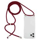 For iPhone 15 Pro Max Four-Corner Shockproof Transparent TPU Case with Lanyard(Wine Red) - 1