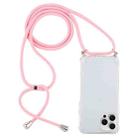 For iPhone 16 Pro Max Four-Corner Shockproof Transparent TPU Case with Lanyard(Light Pink) - 1