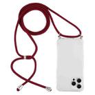 For iPhone 16 Pro Four-Corner Shockproof Transparent TPU Case with Lanyard(Wine Red) - 1