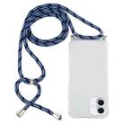 For iPhone 16 Plus Four-Corner Shockproof Transparent TPU Case with Lanyard(Blue White) - 1