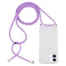 For iPhone 16 Plus Four-Corner Shockproof Transparent TPU Case with Lanyard(Purple) - 1