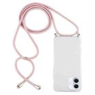 For iPhone 16 Plus Four-Corner Shockproof Transparent TPU Case with Lanyard(Pink) - 1