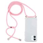 For iPhone 16 Plus Four-Corner Shockproof Transparent TPU Case with Lanyard(Light Pink) - 1