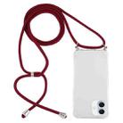 For iPhone 16 Plus Four-Corner Shockproof Transparent TPU Case with Lanyard(Wine Red) - 1