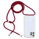 For iPhone 15 Pro Max Transparent Acrylic Airbag Shockproof Phone Protective Case with Lanyard(Claret) - 1