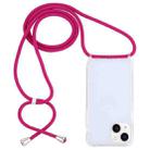 For iPhone 15 Plus Transparent Acrylic Airbag Shockproof Phone Protective Case with Lanyard(Rose Red) - 1