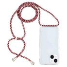 For iPhone 15 Plus Transparent Acrylic Airbag Shockproof Phone Protective Case with Lanyard(Red Apricot Grey Rough Grain) - 1