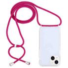 For iPhone 15 Transparent Acrylic Airbag Shockproof Phone Protective Case with Lanyard(Rose Red) - 1