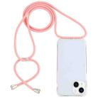 For iPhone 15 Transparent Acrylic Airbag Shockproof Phone Protective Case with Lanyard(Pink) - 1
