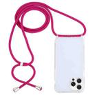 For iPhone 16 Pro Max Transparent Acrylic Airbag Shockproof Phone Protective Case with Lanyard(Rose Red) - 1