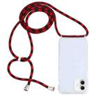 For iPhone 16 Plus Transparent Acrylic Airbag Shockproof Phone Protective Case with Lanyard(Red Black) - 1