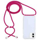 For iPhone 16 Plus Transparent Acrylic Airbag Shockproof Phone Protective Case with Lanyard(Rose Red) - 1