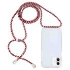 For iPhone 16 Plus Transparent Acrylic Airbag Shockproof Phone Protective Case with Lanyard(Red Apricot Grey Rough Grain) - 1