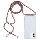 For iPhone 16 Plus Transparent Acrylic Airbag Shockproof Phone Protective Case with Lanyard(Red Apricot Grey Fine Lines) - 1