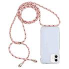 For iPhone 16 Plus Transparent Acrylic Airbag Shockproof Phone Protective Case with Lanyard(Pink Apricot Coffee) - 1