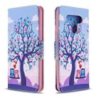 For LG K51 Colored Drawing Pattern Horizontal Flip Leather Case with Holder & Card Slots & Wallet(Two Owls) - 1