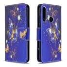 For Huawei Y6P Colored Drawing Pattern Horizontal Flip Leather Case with Holder & Card Slots & Wallet(Purple Butterfly) - 1