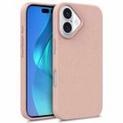 For iPhone 16 Plus Starry Series Shockproof Straw Material + TPU Protective Case(Pink) - 1