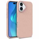 For iPhone 16 Starry Series Shockproof Straw Material + TPU Protective Case(Pink) - 1