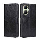 For vivo Y35+ 5G Geometric Stitching Leather Phone Case(Black) - 1