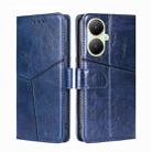 For vivo Y35+ 5G Geometric Stitching Leather Phone Case(Blue) - 1