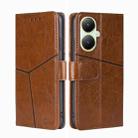 For vivo Y35+ 5G Geometric Stitching Leather Phone Case(Light Brown) - 1