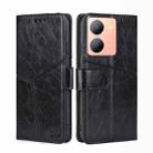 For vivo Y78 5G Geometric Stitching Leather Phone Case(Black) - 1