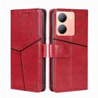 For vivo Y78 5G Geometric Stitching Leather Phone Case(Red) - 1