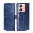 For vivo Y78 5G Geometric Stitching Leather Phone Case(Blue) - 1