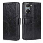 For vivo Y03 4G Geometric Stitching Leather Phone Case(Black) - 1