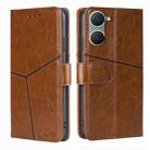 For vivo Y03 4G Geometric Stitching Leather Phone Case(Light Brown) - 1