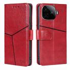 For vivo iQOO Z9 Turbo Geometric Stitching Leather Phone Case(Red) - 1