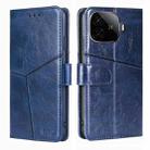 For vivo iQOO Z9 Turbo Geometric Stitching Leather Phone Case(Blue) - 1