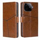 For vivo iQOO Z9 Turbo Geometric Stitching Leather Phone Case(Light Brown) - 1