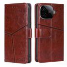 For vivo iQOO Z9 Turbo Geometric Stitching Leather Phone Case(Dark Brown) - 1