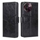 For vivo V30e 5G Global Geometric Stitching Leather Phone Case(Black) - 1