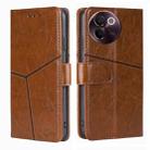 For vivo V30e 5G Global Geometric Stitching Leather Phone Case(Light Brown) - 1