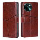 For vivo Y38 5G / T3x Global Geometric Stitching Leather Phone Case(Dark Brown) - 1