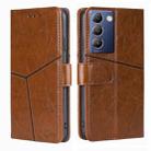 For vivo Y100 5G IDN Geometric Stitching Leather Phone Case(Light Brown) - 1