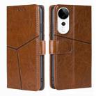 For vivo S19 Pro Geometric Stitching Leather Phone Case(Light Brown) - 1