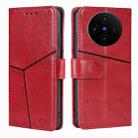 For vivo X100s Geometric Stitching Leather Phone Case(Red) - 1