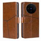 For vivo X100s Geometric Stitching Leather Phone Case(Light Brown) - 1