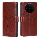 For vivo X100s Geometric Stitching Leather Phone Case(Dark Brown) - 1