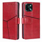 For vivo Y28 4G Geometric Stitching Leather Phone Case(Red) - 1