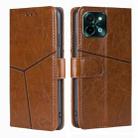 For vivo Y28 4G Geometric Stitching Leather Phone Case(Light Brown) - 1