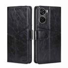 For ZTE Axon 40 Lite Geometric Stitching Leather Phone Case(Black) - 1