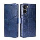 For ZTE Axon 40 Lite Geometric Stitching Leather Phone Case(Blue) - 1